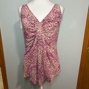 Diane Von Furstenberg x A Pea in the Pod Maternity silk purple tank top sleevele